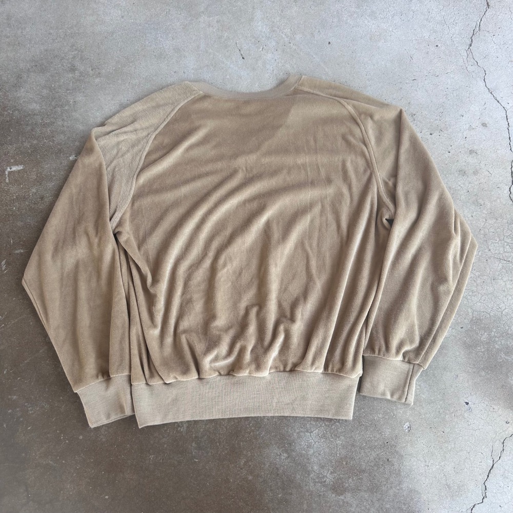 Kingsport Velour Sweatshirt Mens XL Tan Excellent Vintage V-Neck Raglan Sleeve - Picture 2 of 4